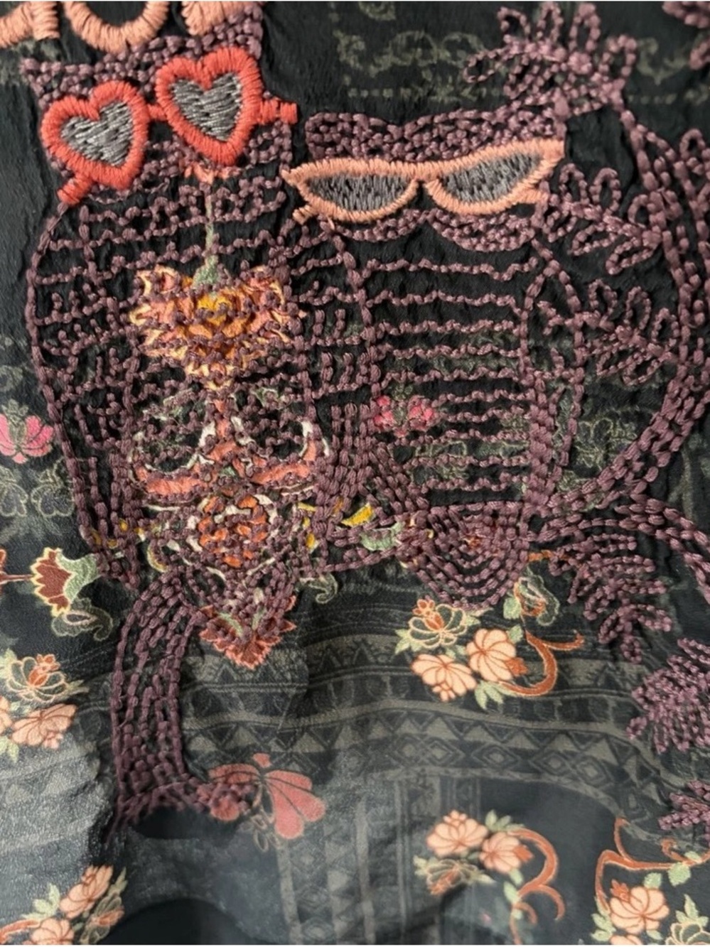 Johnny Was Black Floral Paisley Embroidered Long Sleeve Tunic - Picture 15 of 16
